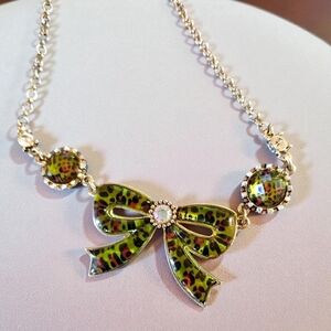 Vintage Betsey Johnson Cheetah Bow Necklace
